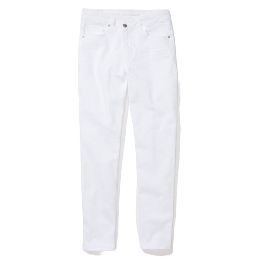 American Eagle White Stretch Mom Jeans